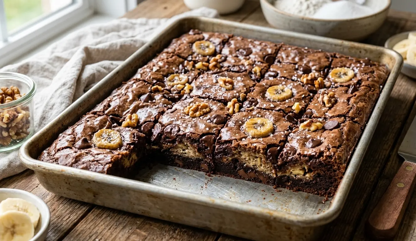 Photo de : Ultimate Fudgy Banana Bread Brownies (Brookies)